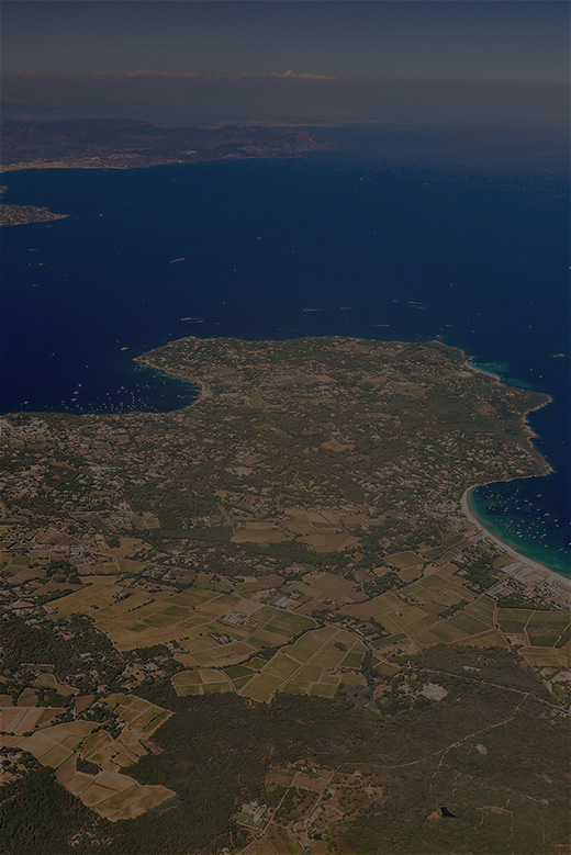 Aerial view of Pampelonne Beach in Ramatuelle, Gulf of Saint-Tropez, France